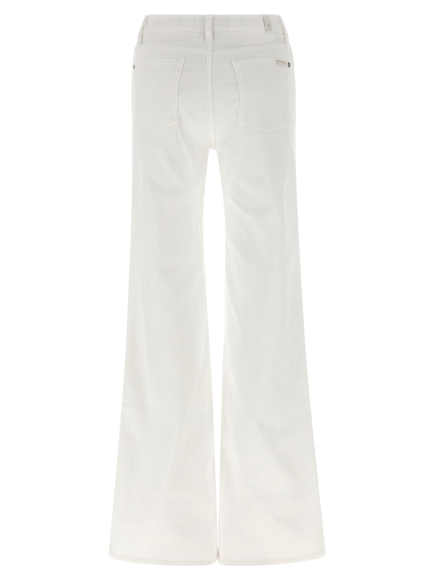7 For All Mankind White Cotton Flared Jeans