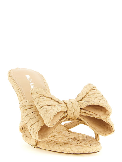MACH & MACH Beige Raffia Stiletto Heel Sandals