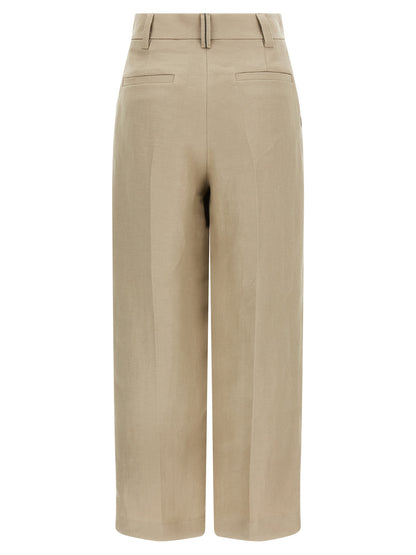 Brunello Cucinelli Beige Linen Casual Pants