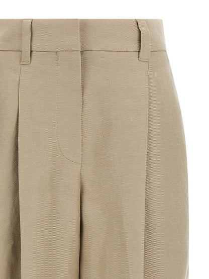 Brunello Cucinelli Beige Linen Casual Pants
