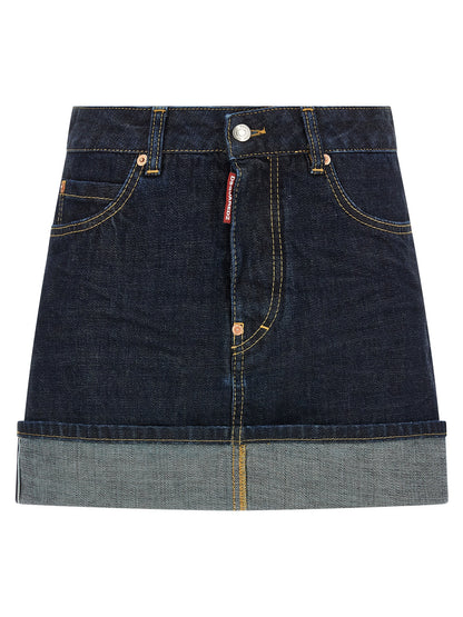 Dsquared² Blue Cotton Long Skirt