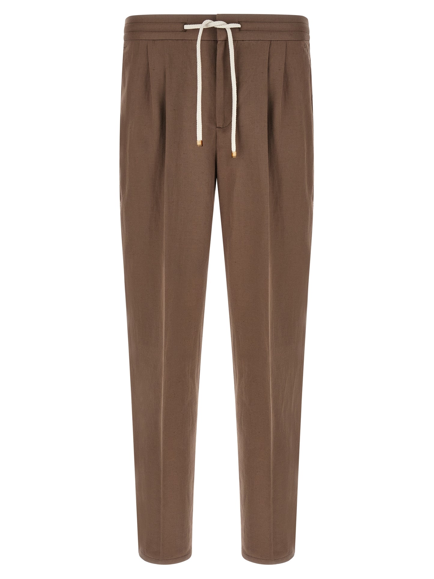 Brunello Cucinelli Brown Linen Casual Pants