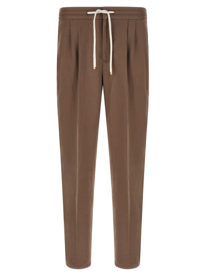 Brunello Cucinelli Brown Linen Casual Pants