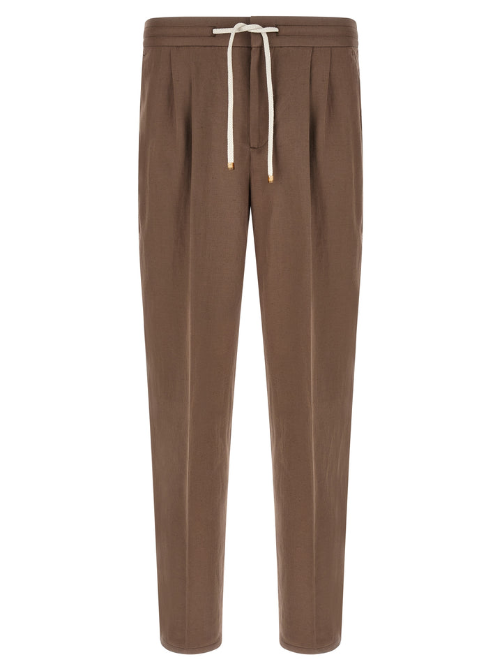 Brunello Cucinelli Brown Linen Casual Pants