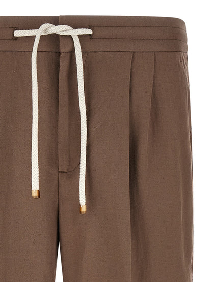 Brunello Cucinelli Brown Linen Casual Pants