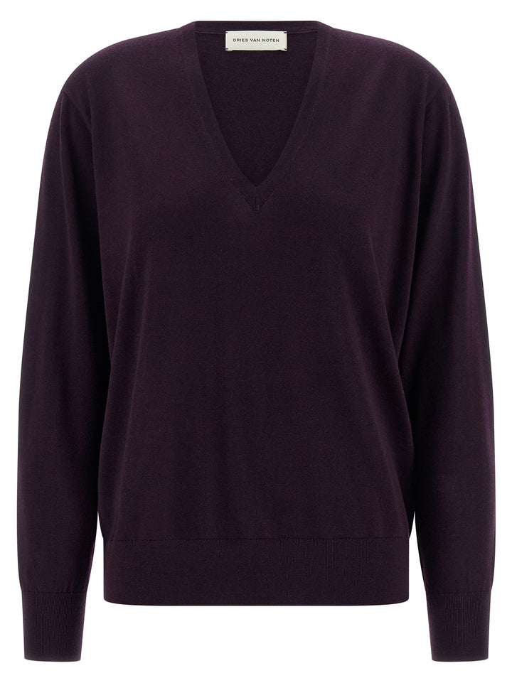 Dries Van Noten Purple Merino Wool Cardigan