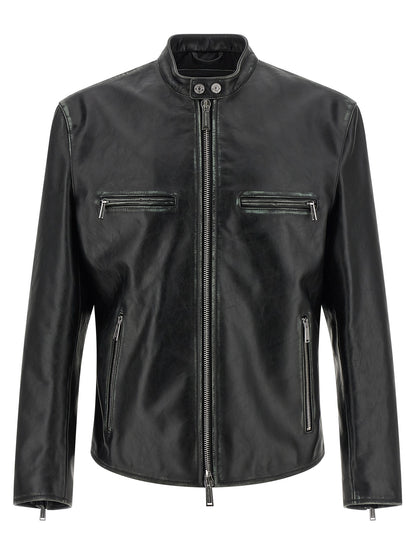 Dsquared² Black Leather Leather Jacket
