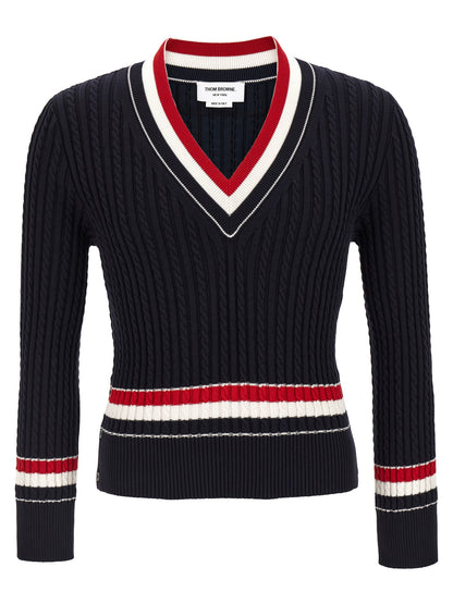 Thom Browne Blue Cotton Cardigan