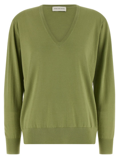 Dries Van Noten Bicolor Merino Wool Cardigan