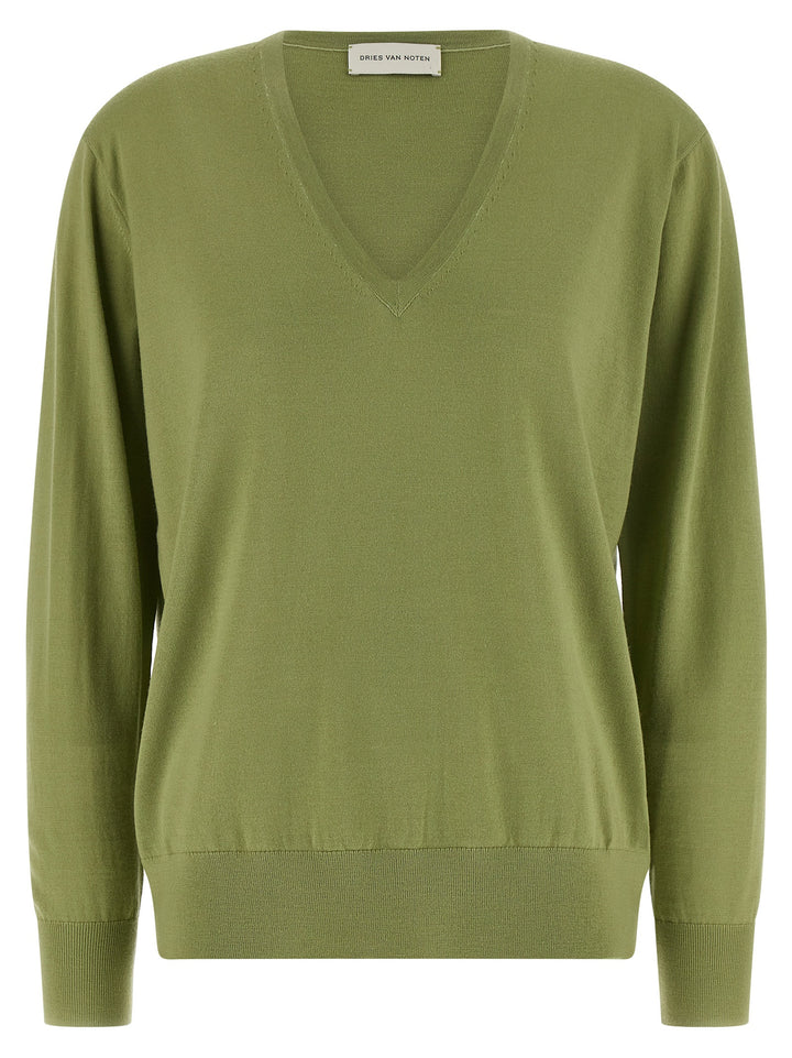 Dries Van Noten Bicolor Merino Wool Cardigan