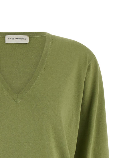 Dries Van Noten Bicolor Merino Wool Cardigan