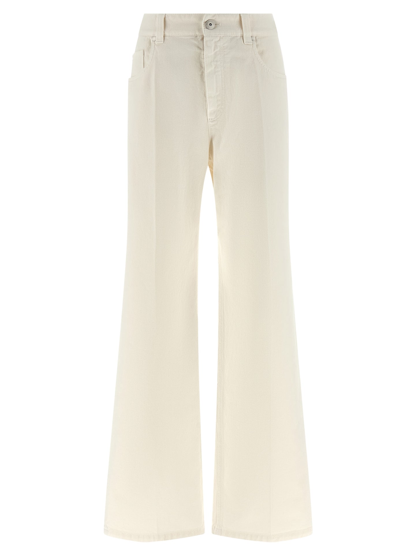 Brunello Cucinelli White Cotton Relaxed Fit Jeans