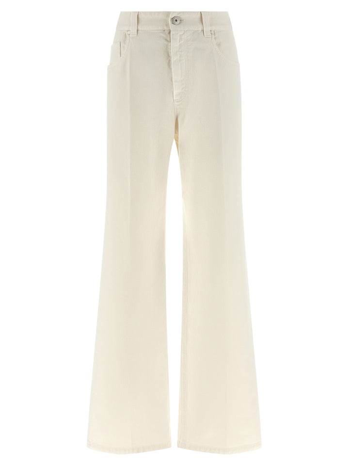 Brunello Cucinelli White Cotton Relaxed Fit Jeans
