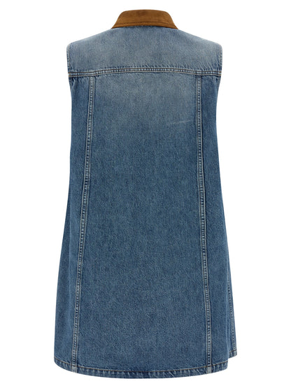 Versace Blue Cotton Short Dress
