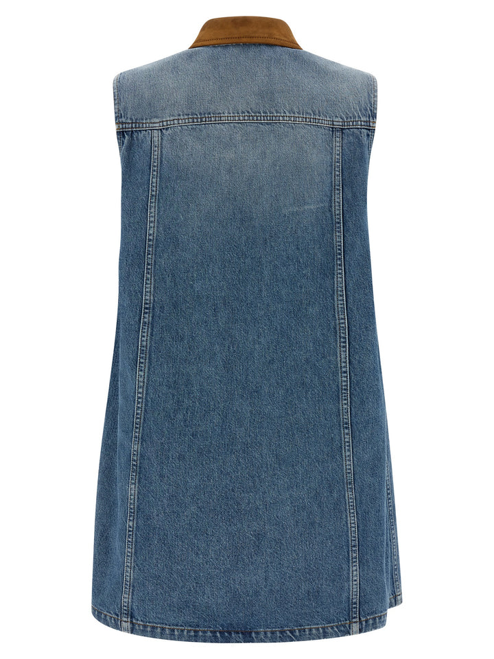 Versace Blue Cotton Short Dress