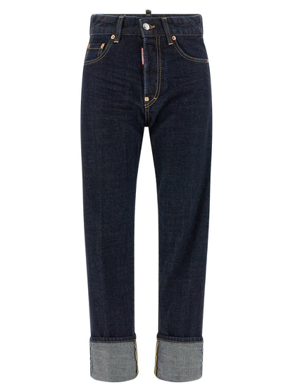 Dsquared² Blue Cotton Straight-Leg Jeans