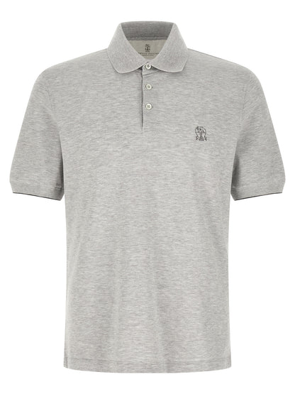 Brunello Cucinelli Gray Cotton Polo Shirt