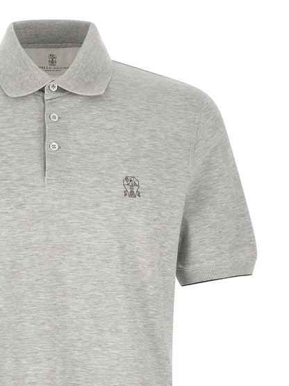 Brunello Cucinelli Gray Cotton Polo Shirt