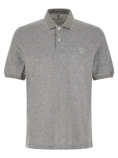 Brunello Cucinelli Gray Cotton Polo Shirt