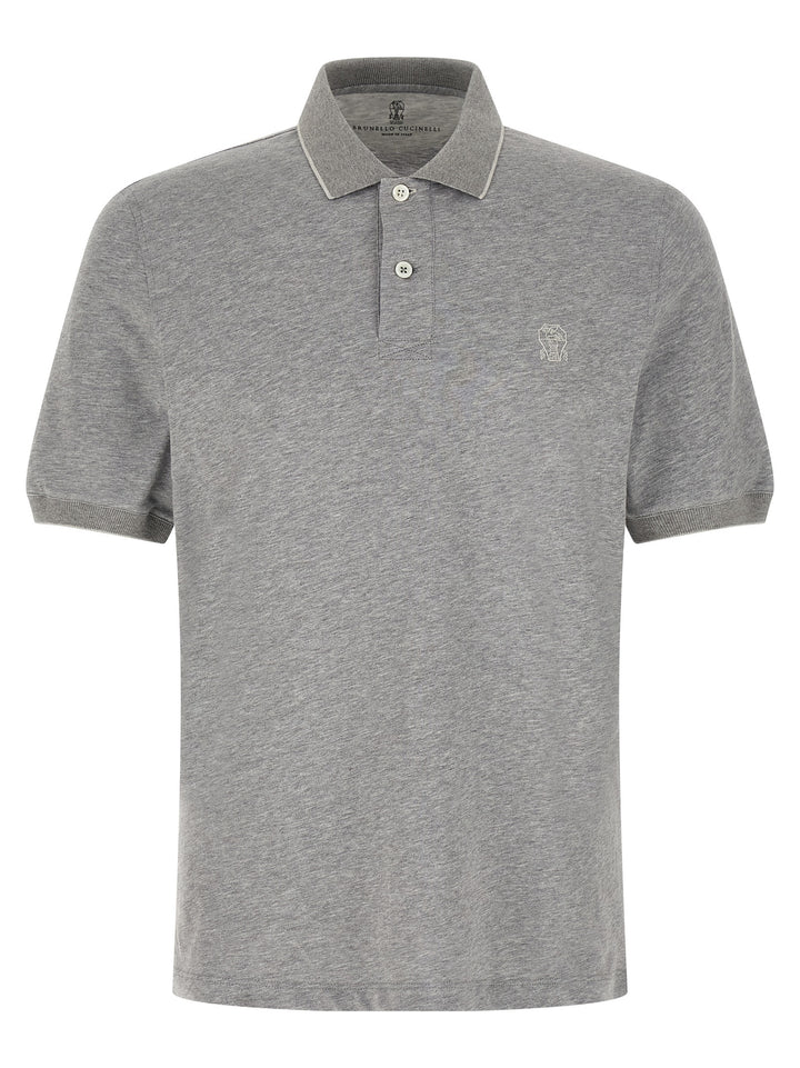 Brunello Cucinelli Gray Cotton Polo Shirt