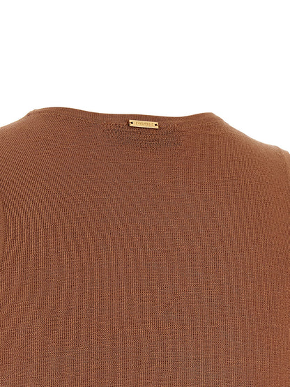 Twinset Brown Cotton Sleeveles T-Shirt