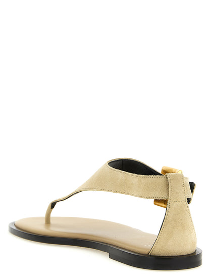 Balmain Beige Calfskin Flat Sandals