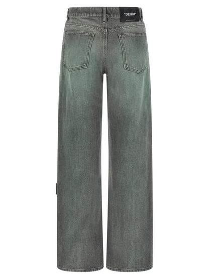 Off-White Gray Cotton Jeans Denim