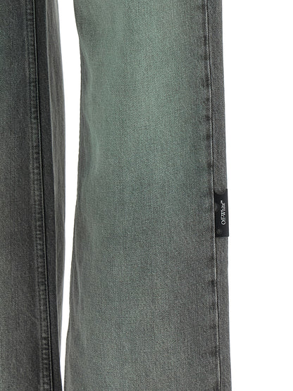 Off-White Gray Cotton Jeans Denim