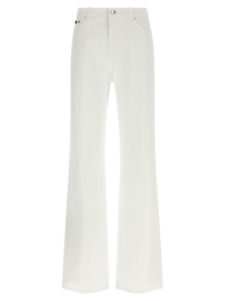 Dolce & Gabbana White Cotton Flared Jeans