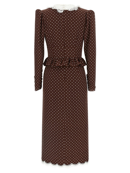 Alessandra Rich Brown Silk Midi Dress