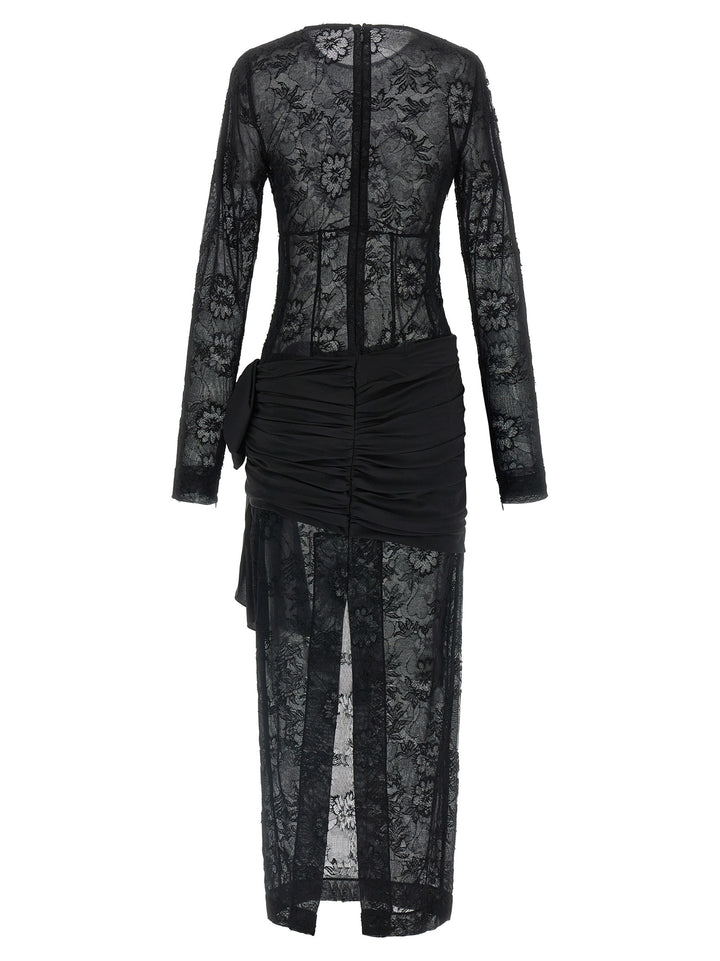 Alessandra Rich Black Viscose Long Dress