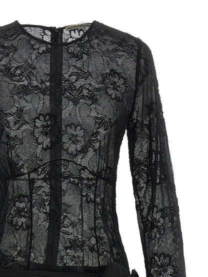 Alessandra Rich Black Viscose Long Dress