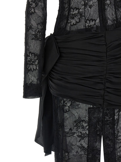 Alessandra Rich Black Viscose Long Dress
