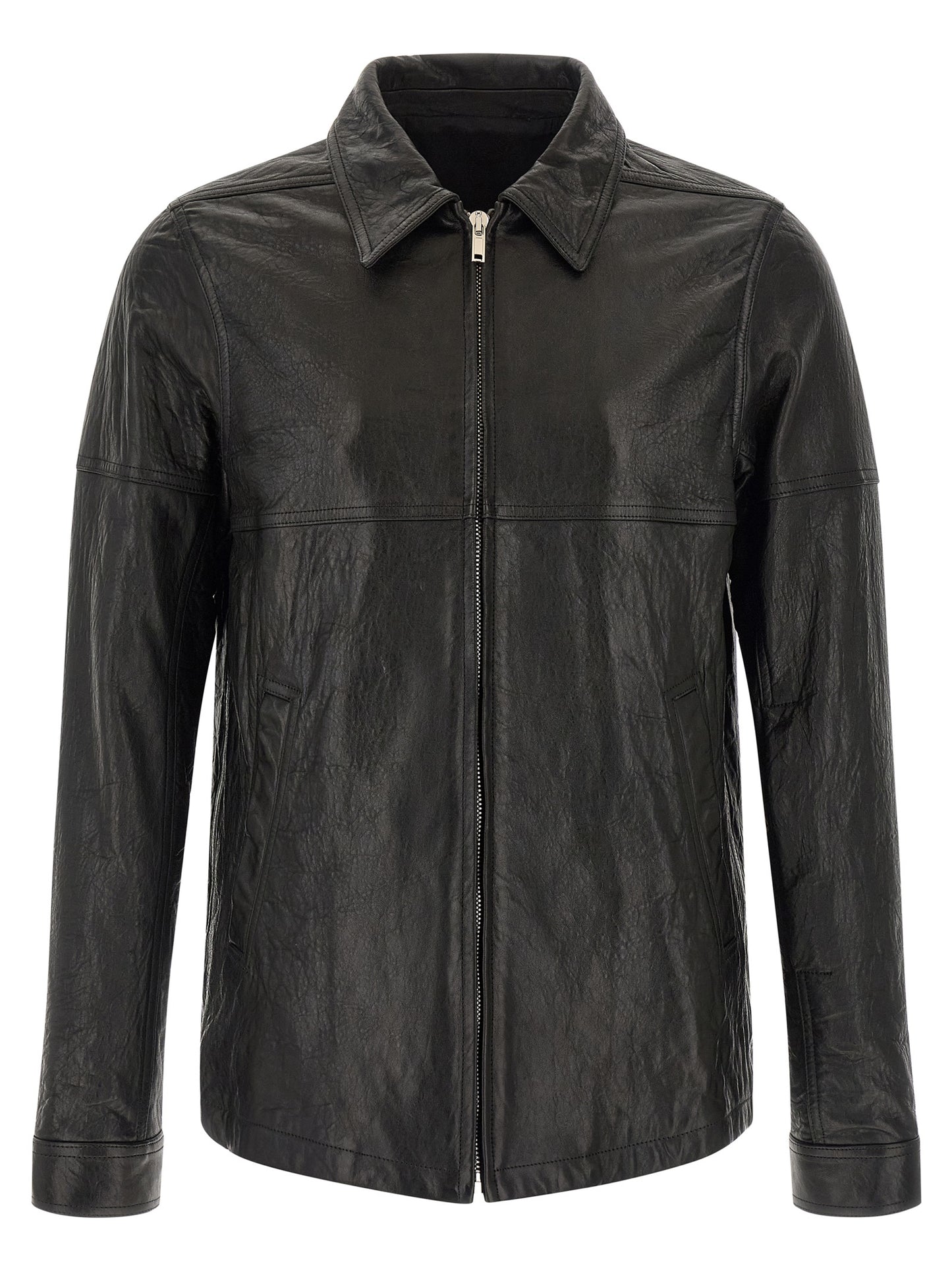 Rick Owens Black Lamb Leather Leather Jacket