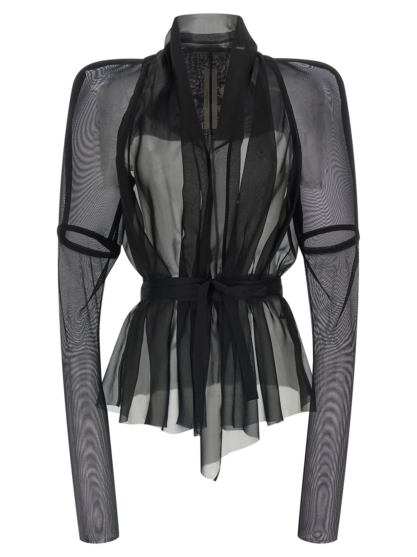 Rick Owens Black Silk Full-Length Jacket