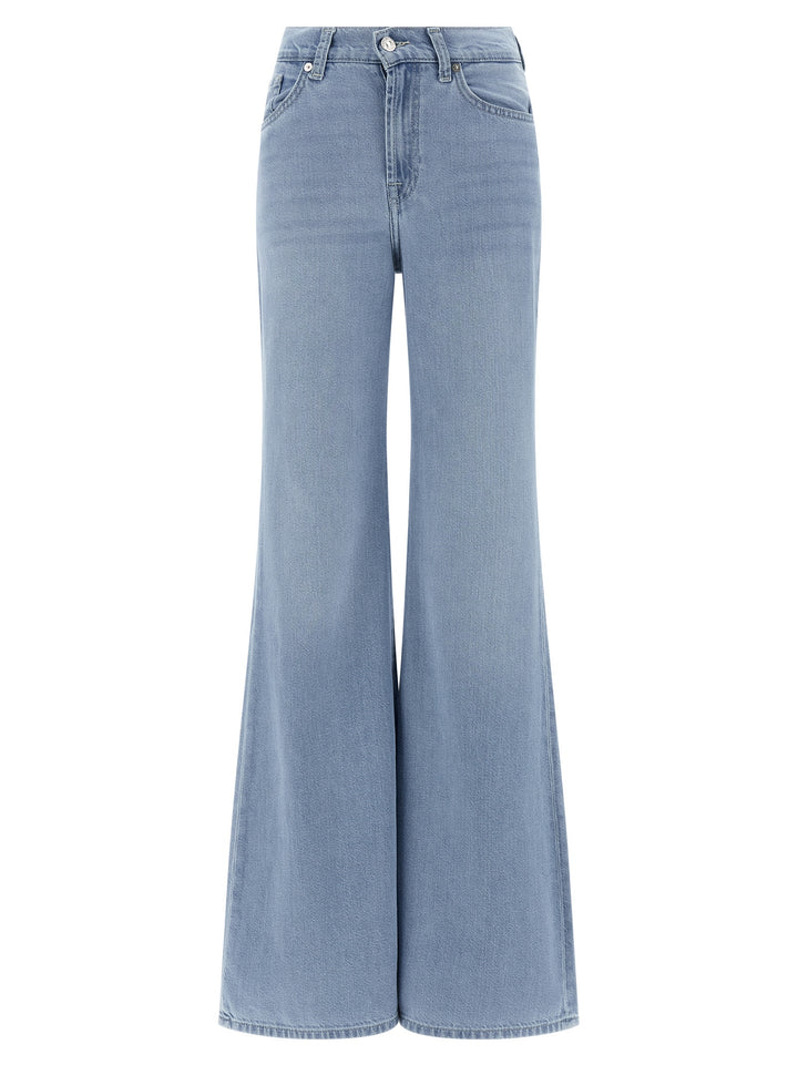 7 For All Mankind Blue Cotton Flared Jeans