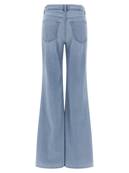 7 For All Mankind Blue Cotton Flared Jeans