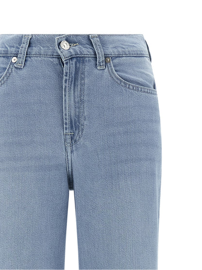 7 For All Mankind Blue Cotton Flared Jeans
