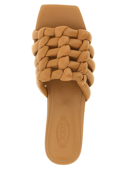 Tod's Brown Lambskin Slides