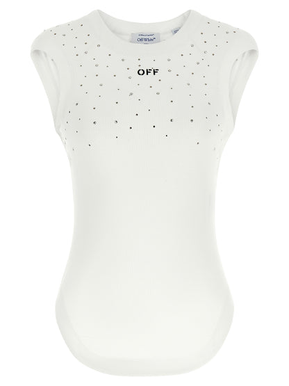 Off-White White Viscose Sleeveles T-Shirt