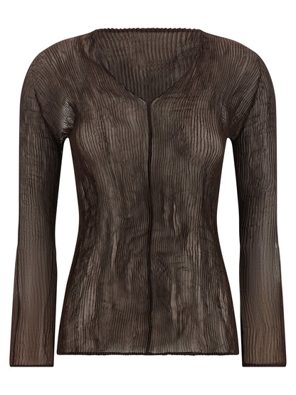 Issey Miyake Brown Polyester Blouse