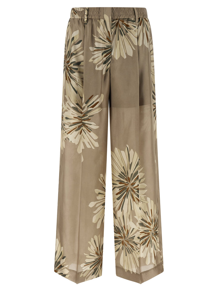Brunello Cucinelli Bicolor Silk Casual Pants