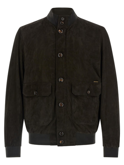 MooRER Brown Lamb Leather Leather Jacket