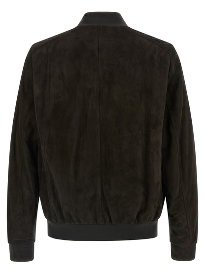 MooRER Brown Lamb Leather Leather Jacket