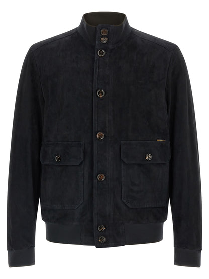 MooRER Blue Lamb Leather Leather Jacket