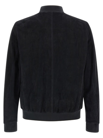 MooRER Blue Lamb Leather Leather Jacket