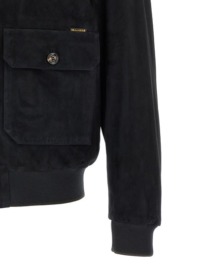 MooRER Blue Lamb Leather Leather Jacket