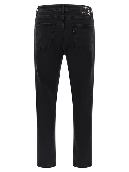 Department 5 Black Cotton Cropped Jeans