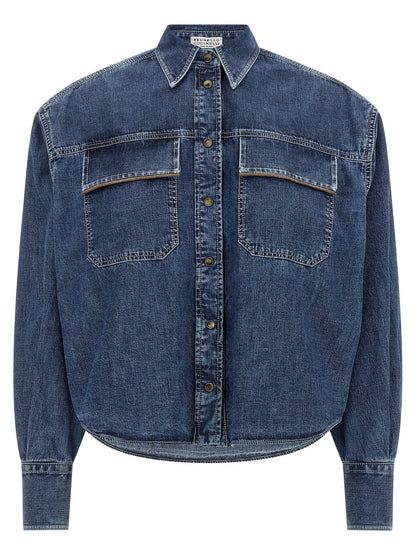 Brunello Cucinelli Blue Cotton Blouse