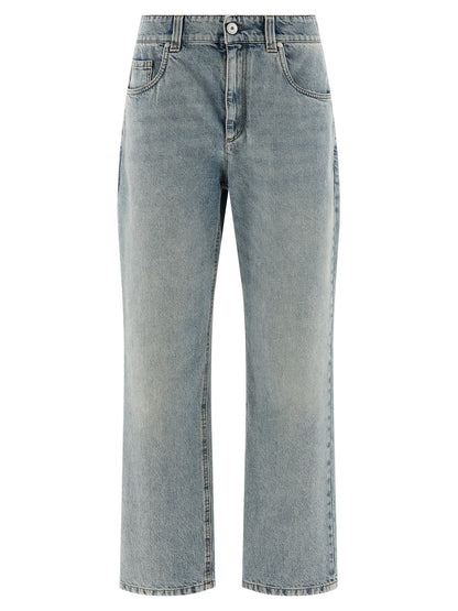 Brunello Cucinelli Blue Cotton Straight-Leg Jeans